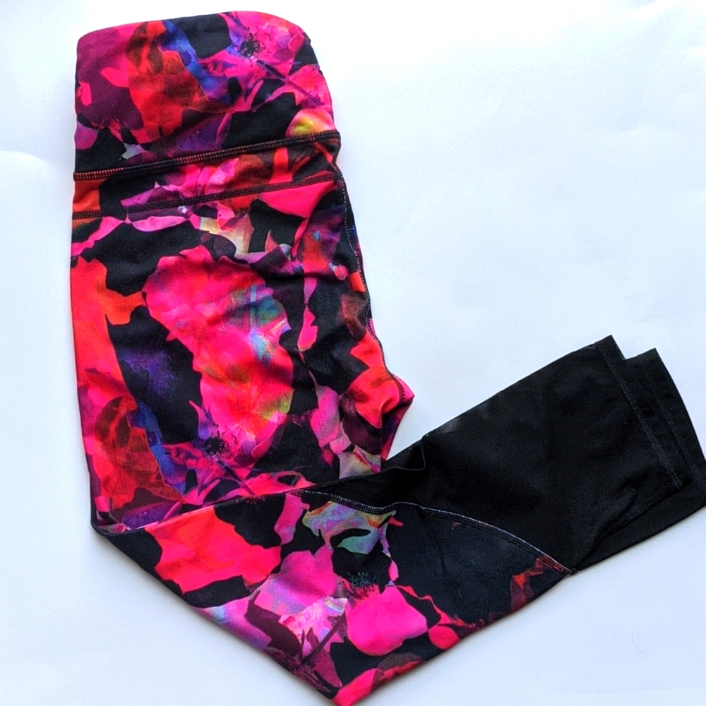 Athleta Small Floral Leggings with Mesh